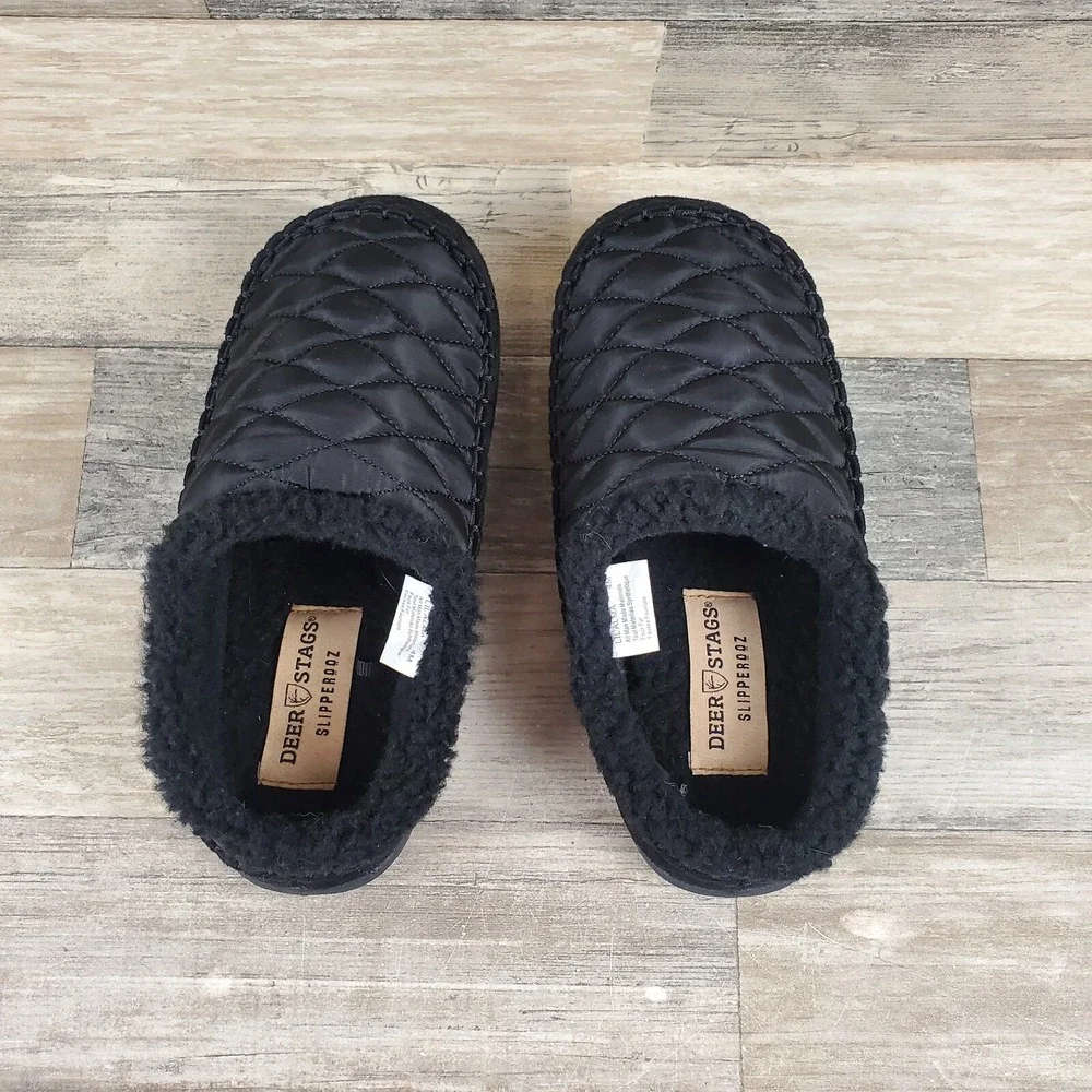 Deer Stags Boys Lil ALMA Slippers Size 4 Little Kid Black Slip On Shoe NWOB NEW